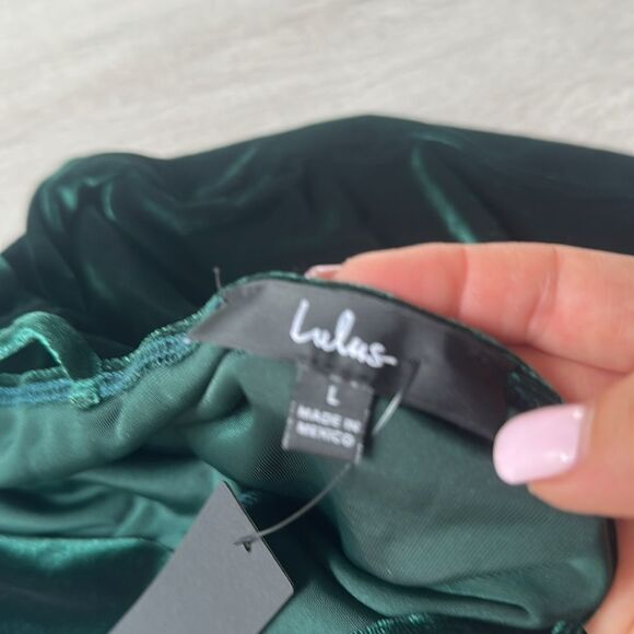Lulus Jazzy Belle Dark Green Velvet Dress size‎ L nwt - Picture 8 of 8